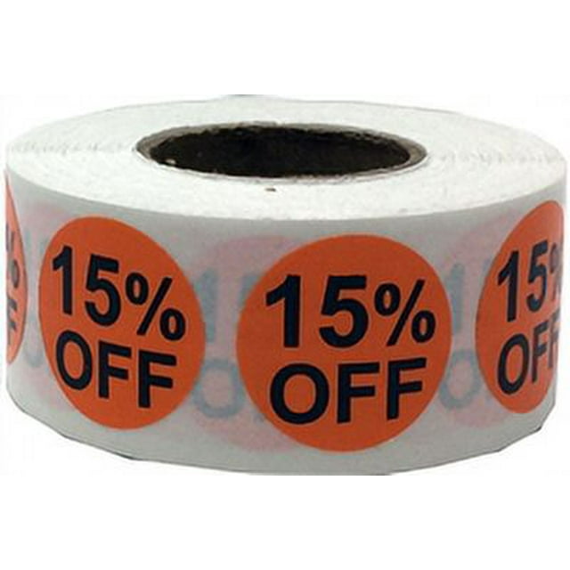 Autocollants Ronds Orange 15 % de Réduction 0.75 Pouces Pouce Rond Lot de 500