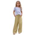 thumbnail image 6 of Lenpel Girls' Wide Leg Pants Baggy Elastic Waist Drawstring Casual Pants Trendy Loose Trousers with Pockets 5-14 Y, 6 of 7