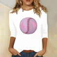 thumbnail image 2 of IROINNID Discount Breast Cancer Pullover for Women Breast Cancer Awareness Casual Printed Loose T-shirt 3/4 Sleeves Blouse Round Neck Tops,White, 2 of 5