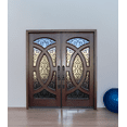 thumbnail image 6 of 72" x 80" Environment Damage Resistant Polyurethane Composite Exterior Entry House Front Door, Openable Tempered Rain Glass Window, Right-Hand Double Door Inward Swing Dark Walnut AR06A, 6 of 8