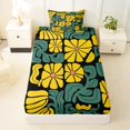 thumbnail image 3 of Homewish Vintage Boho Printed Twin Sheets,Yellow Daisy Floral Bedding,3-Piece,1 Fitted Sheet and 1 Pillowcase, 3 of 6