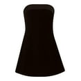 thumbnail image 5 of BiZtdJrK Women's Velvet Tube Top Dress Strapless Bodycon A-Line Mini Dress Off The Shoulder Backless Party Club Dresses Coffee M, 5 of 9