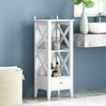thumbnail image 3 of MIDOQIN Bathroom Floor Cabinet, Small Bathroom Corner Storage Cabinet with Door & Open Shelves, Narrow Toilet Paper Cabinet, Bathroom Organizer Rack Stand, 3 of 10
