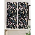 thumbnail image 5 of Spring Floral Bathroom Window Curtain, Elegant Pastoral Flowers Butterflies Black Light Filtering Coffee Kitchen Curtains, Bedroom Living Room Curtains 2 Panel 84"x63", 5 of 6