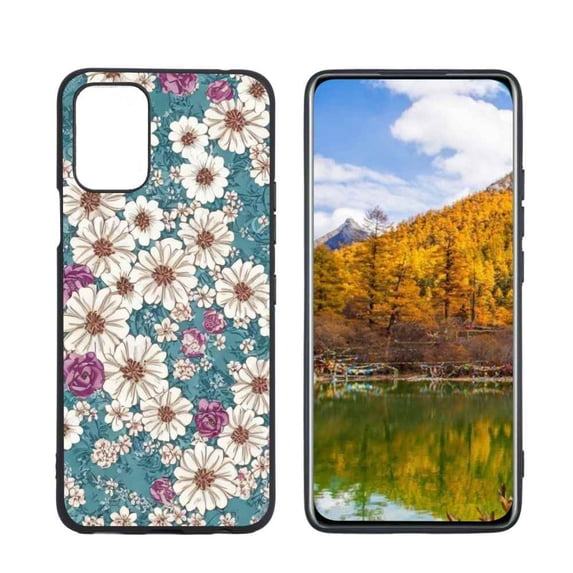 Compatible with LG Q52 Phone Case, Vintage-Floral-Flower22 Case Men Women, Flexible Silicone Shockproof Case for LG Q52