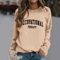 thumbnail image 2 of Women Sweatshirts Long Sleeve Sweatshirt Pullover Sweatshirts for Women Khaki Crewneck Sweatshirt Women Fall Sweatshirts for Women 2025 Women'S Clothing, 2 of 8
