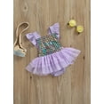 thumbnail image 3 of Sedceaty Infant Baby Girls Romper Dress Fly Sleeve Mermaid Scale Print Tulle Splicing Tutu Bodysuit Summer One-Piece Clothes, 3 of 8
