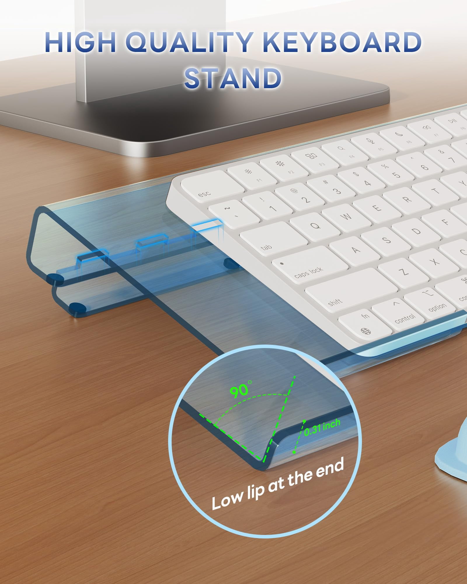 Computer Stand For Desktop  Wrist Rest 2-level Height Adjustment Non-slip Key Board Riser Pad Office Gaming And Home Desks