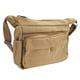 thumbnail image 3 of Bolso bandolera de lona Color caqui suave antidesgaste correa ajustable bolsillos laterales delanteros bolso Hobo grande para viaje escolar, 3 of 10