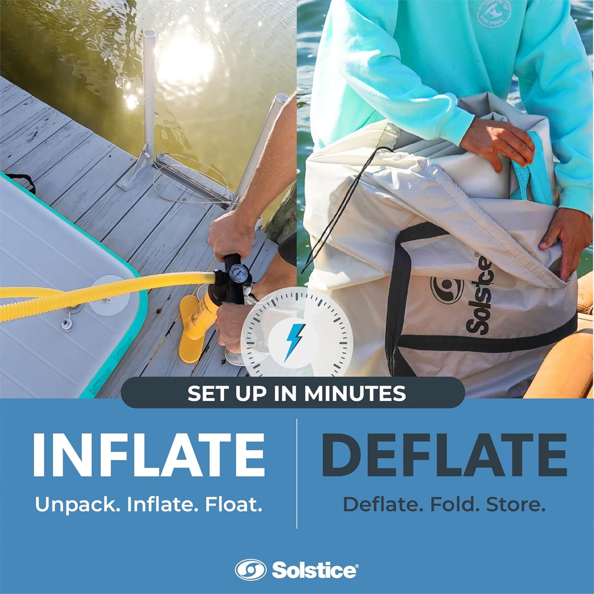 Solstice Original Inflatable LUXE Dock Platform 10' x 8' Floating Water Mat