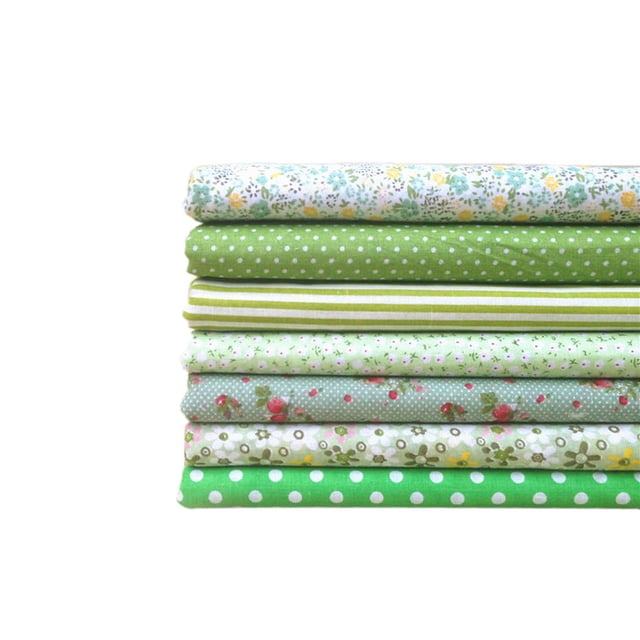 Matsuzay 7 Pieces Cotton Fabric Green Flower DIY Print Accessories Colorful Mixed Cloth SewingQuilting Set Style Type2 NO2 Matsuzay JJ6704-11