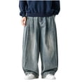 thumbnail image 2 of Blmnix Cargo Mens Pants Low Waisted Baggy Relaxed Fit Jeans Barrel Jeans Sweatpants Blue Wide-Leg Long Summer Pants for Men,XXXXL, 2 of 9