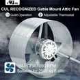 thumbnail image 3 of 15" Gable Mount Vent Attic Fan,Exhaust Ventilation Fan with Adjustable Thermostat & Remote Control Switch for Gable,Home,Shed,Garage,Portable Building,1650CFM,2500 Sq.Ft Coverage Area., 3 of 6
