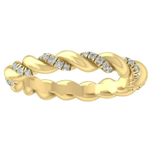 ARAIYA FINE JEWELRY 14K Yellow Gold Lab Grown Diamond Wedding Band Ring (1/5 cttw, D-F Color, VS Clarity) Size 6.5