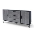 thumbnail image 5 of Yardi Yard Mid-Century Grey Cabinet, Hairpin Legs, 3 Drawers + 2 Cabinets, for Living Room, 5 of 12
