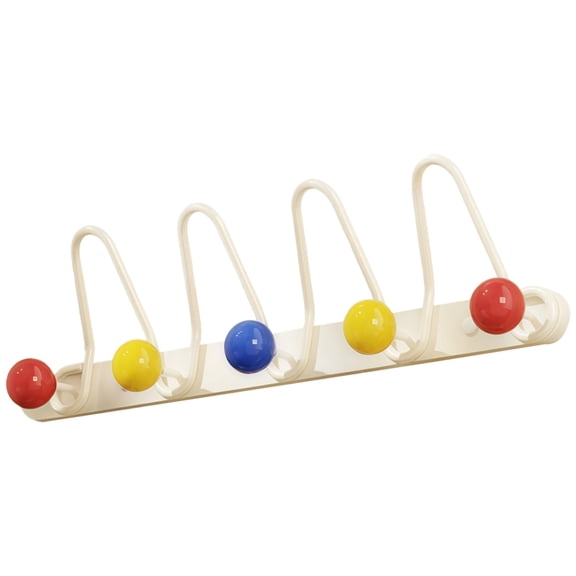 Wall Mount Coat Rack with Multi Color Ball Knob Hooks, Heavy Duty Entryway Organizer, 17.1 in, Iron, Damage-Free Option for Entryway Bedroom
