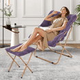 thumbnail image 3 of Magshion Set of 2 Cozy Chair with Ottoman, Modern Comfy Folding Lounge Saucer Chair Moon Chair with Footrest Footstool for Home Bedroom, Purple, 3 of 11