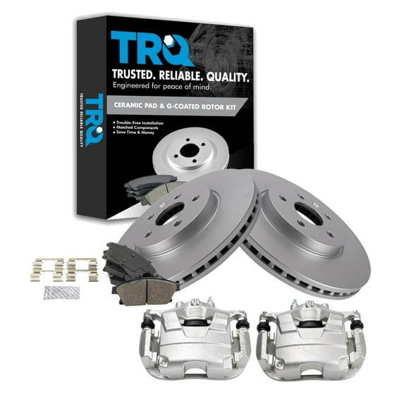 TRQ Front Brake Pad & Rotor Kit Brake Caliper Brake Pads Brake Rotor Ceramic Premium G-Coated Fits Select 2013-2017 Buick Encore 2015-2017 Chevrolet Trax