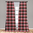 thumbnail image 5 of Ambesonne Checkered Curtains, Striped Old Fashioned, Pair of 28"x84", Dark Coral White Brown, 5 of 5