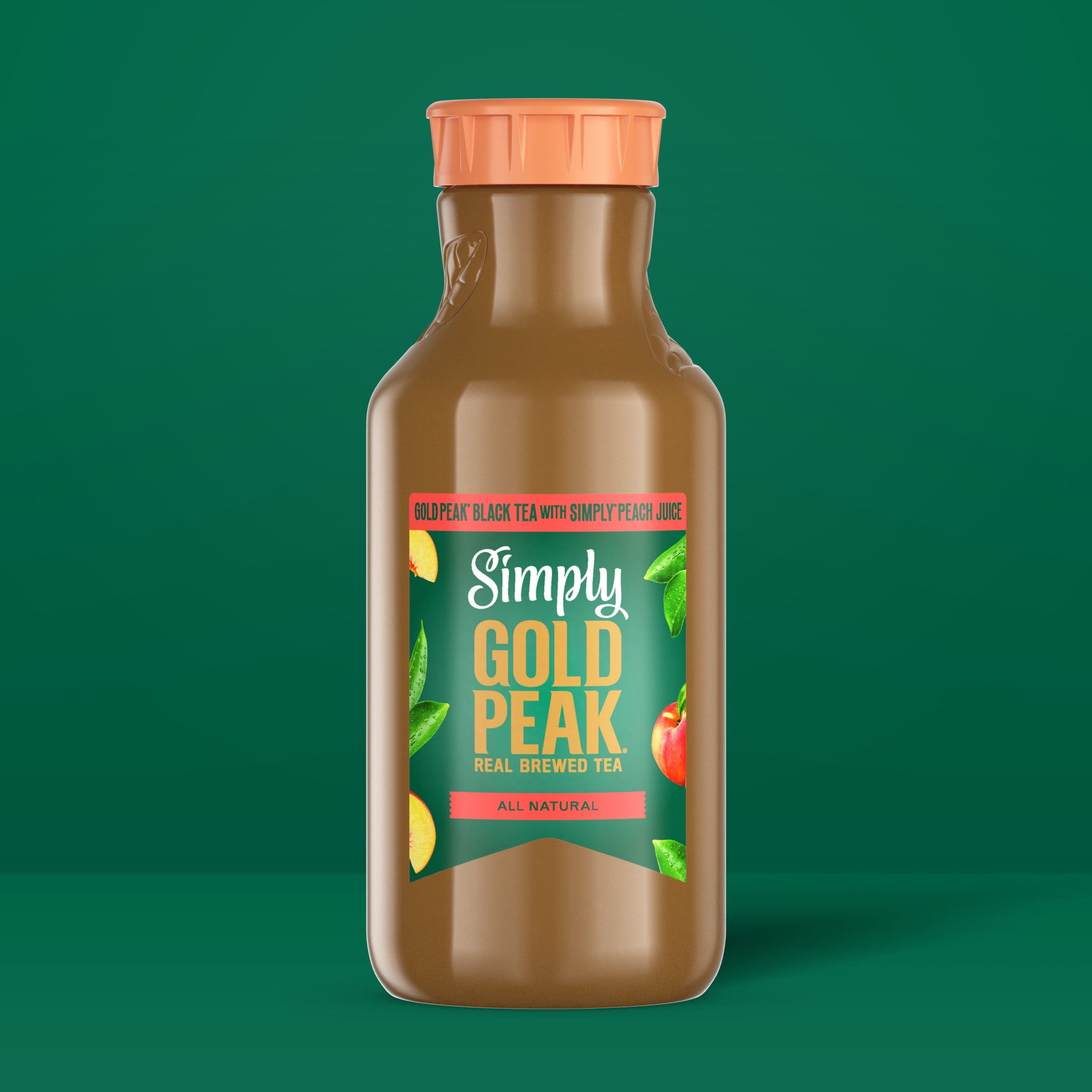 Simply Gold Peak Peach Iced Tea, Flavored Tea Bottle, 52 fl oz