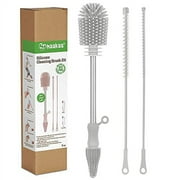 haakaa Silicone Cleaning Brush Kit - SUVA Grey - Bottle Brush for Breast Pumps, Breast Milk Collector, Baby Bottles, Nipples, Breastmilk Storage Bags