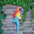 thumbnail image 1 of Adornos de Estatua en Pared Escultura de Pájaros Decoración Artesanía Figuras de Loros Artificiales para Exteriore , Patio , ROJO perfecl Estatua de loro, 1 of 8