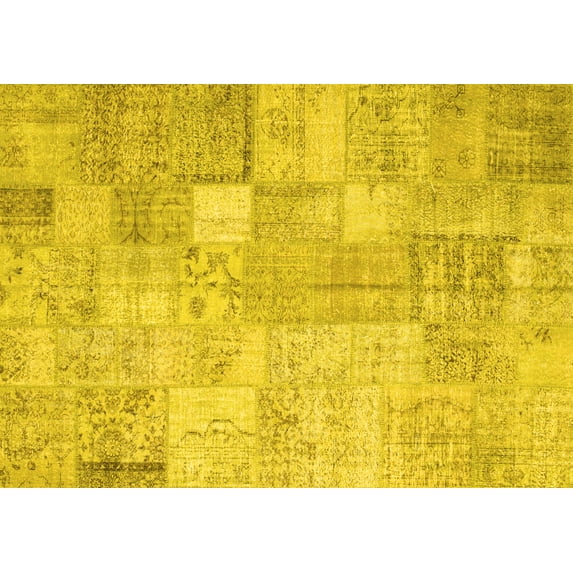 Ahgly Company Indoor Rectangle Patchwork Yellow Transitional Area Rugs, 8' x 12'