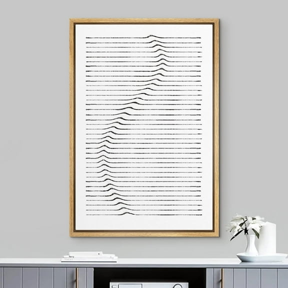 PixonSign Framed Wall Art Snake Wave Line Black & White Landscape Abstract Geometric Paintings Minimalism Modern Art Decorative Boho Canvas Prints Fine Art for Rooms - 16"x24"x3 Natural