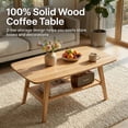 thumbnail image 2 of Mid Century Modern Coffee Table, 100% Solid Oak Wood Coffee Table with Storage Shelf, 2-Tier Coffee Table with Rounded Corners for Living Room, Office, Apartment(Natural Oak Wood Color, 39.37" L) No., 2 of 8