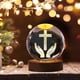 thumbnail image 4 of Crystal Night Light Engraved Holy Family Figurine Statue With Wooden Stand Color Changing Light Glass Religious Collection Catholic, 4 of 6