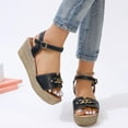 thumbnail image 6 of THDHVS Womens Wedge Sandals,Sandals for Women,Women's Fashion Casual Chain High Heel Buckle Spring And Summer New Style Fish Mouth Open Toe Wedge Sandals Black 6.5, 6 of 7