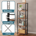 thumbnail image 6 of Satifur Bookshelf Bookcase Organizer with 5 Shelves for Living Room Bedroom Kitchen Garage 47.9"H,Rustic Brown, 6 of 9