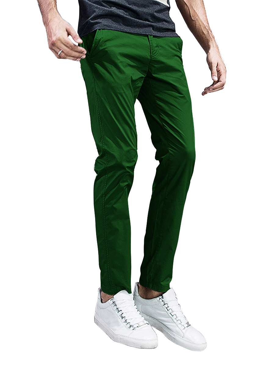 Matchstick Men's Flat Front Cotton Slim Fit Stretch Casual Chino Pants