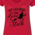 thumbnail image 4 of Inktastic Of Course I Can Drive a Stick with Witch Women's V-Neck T-Shirt, 4 of 5