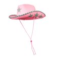 thumbnail image 5 of Segolike Cowboy Hat Cowgirl Hat Rhinestone Wide Brim Cap Portable Sun Protection Gentleman Jazz Hat Party Hat for Camping Adults Women pink, 5 of 8