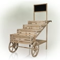 thumbnail image 6 of Alpine Corporation MBB100 59" Tall Indoor/Outdoor Wooden Cart Plant and Display Stand with Chalkboard, Rustic Fir Wood Garden Planter Decor, Light Brown, 6 of 12