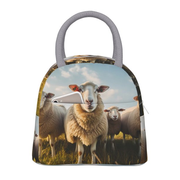 Fotbe Cute Prairie Sheep Herd Bolsa de Almuerzo con Estampado, Lonchera Aislada, Contenedor de Comida Reutilizable Tipo Cooler a Prueba de Fugas