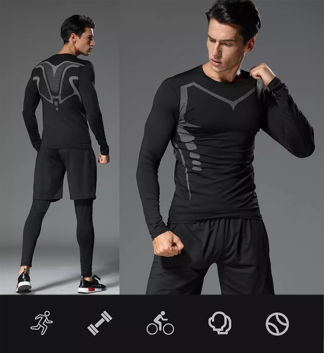 Ropa Para Gym Hombre Playeras Mallas Shorts Deportivas 3pzas