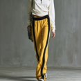 thumbnail image 2 of TQWQT Womens Side Stripe Wide Leg Sweatpants High Waist Straight Leg Floor Length Casual Lounge Pants Athletic Track Bottoms Soft Relaxed Fit Sporty Trousers Yellow L, 2 of 5