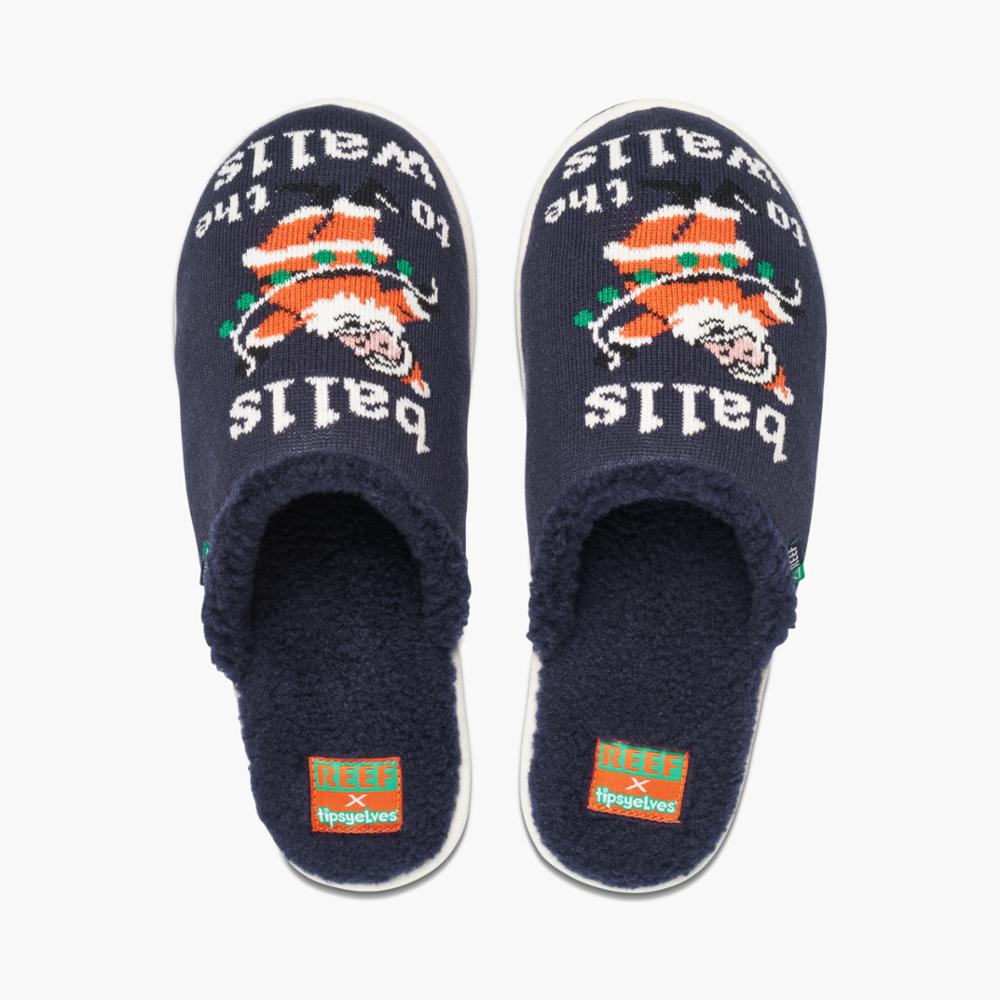 Reef x Tipsy Elves Christmas Slippers \'Birthday Boy\' Holiday Men\'s Size 11 NWT REEF X TIPSY ELVES MEN main image 4