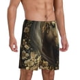 thumbnail image 2 of Logiee Palatial Gold Pattern Horse Print Men's Pajama Shorts with Drawstring & Pockets,Sleep Shorts for Men,Sleepwear Bottoms,Elastic Waistband Loungewear-Large, 2 of 6