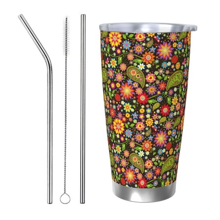 

Matuu Paisley7 for 20oz Durable Thermal Cups Keep Drinks Cold and Hot Insulated Car Mug with Lid-Straw Three-piece Set