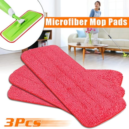 3x Washable Spray Mop Pad Replacement Microfiber Mop Head Household Dust Cleaning For Wood Tile Laminate Floor (Mop not