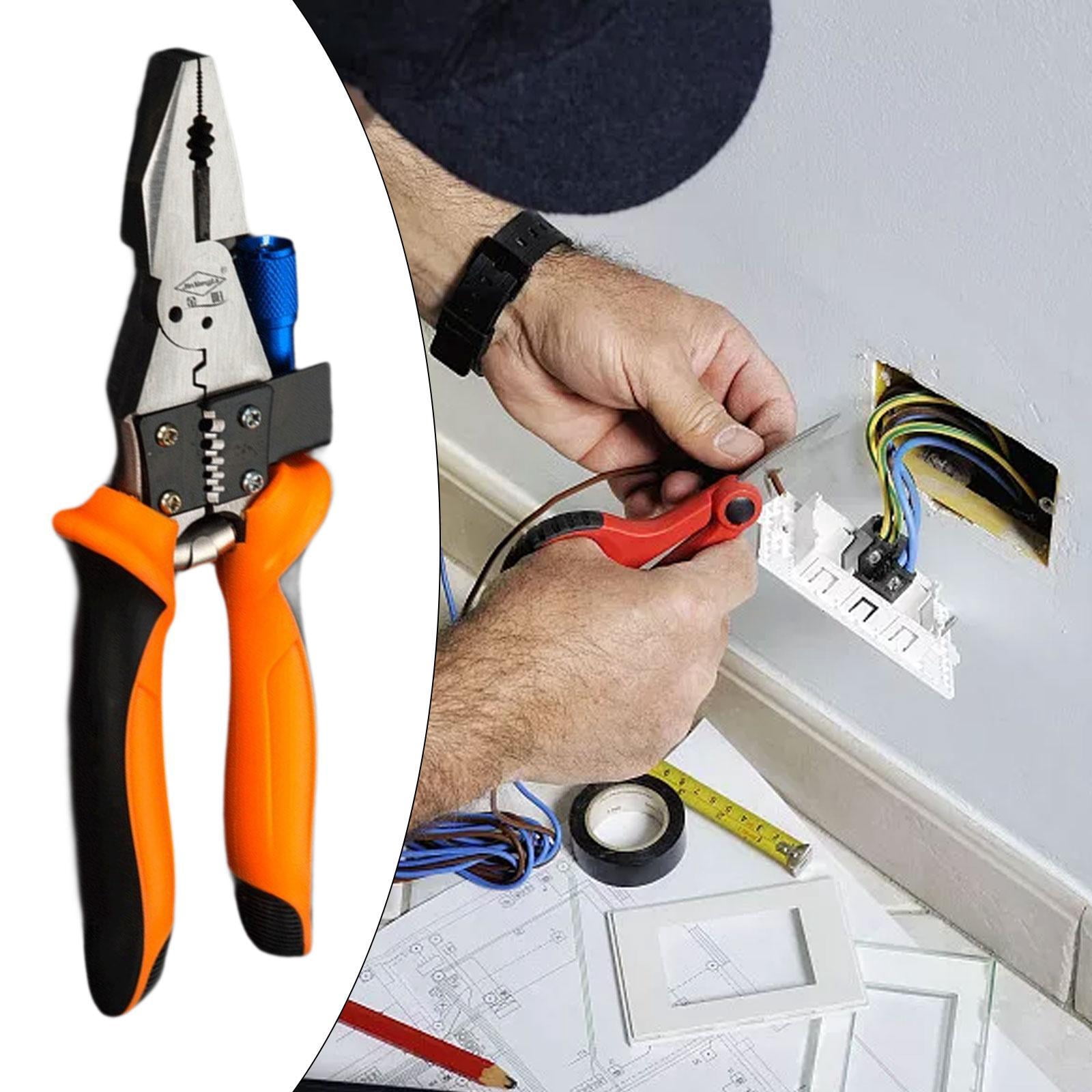 figatia Multifunctional Wire Electrical Stripper Crimping Pliers Metal Tool Practical Sturdy Wire Cutter for Household Appliances DIY Steel Wire Pliers