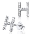 thumbnail image 1 of Pendientes pequeños de plata esterlina Silvora con inicial H, 1 of 8