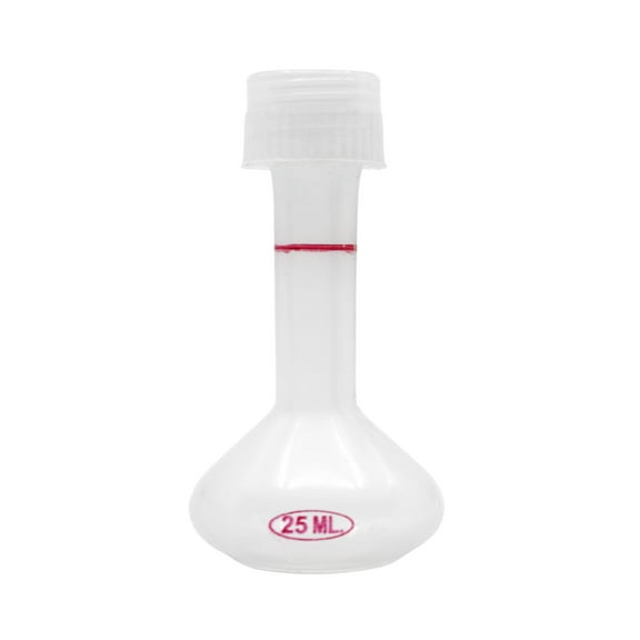 Volumetric Flask, 25mL - Chemical & Heat Resistant Polypropylene, with Screw Cap - Autoclavable - Eisco Labs