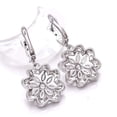 thumbnail image 2 of White Topaz, Cubic Zirconia 925 Sterling Silver Platinum Plated Flower Earring 1.50" E9, Topaz Earring, Gift For Her, Marquish Earring, White Earring, 2 of 2