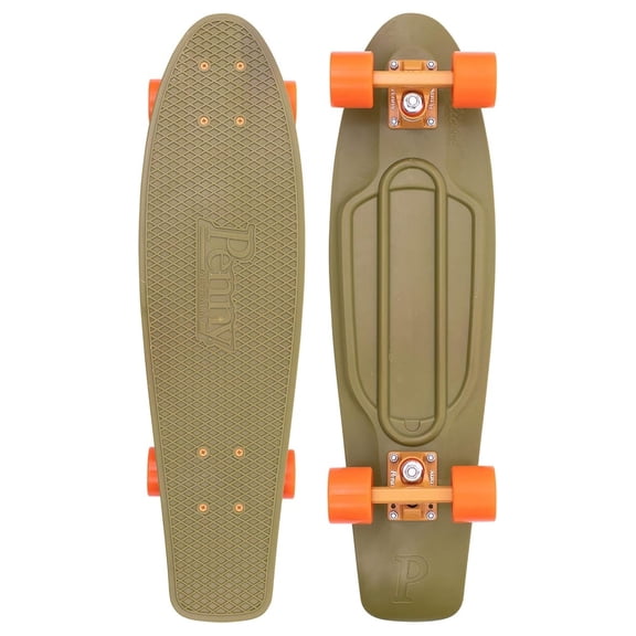 , 27 Inch Burnt Olive Penny Board, Plastic Skateboard