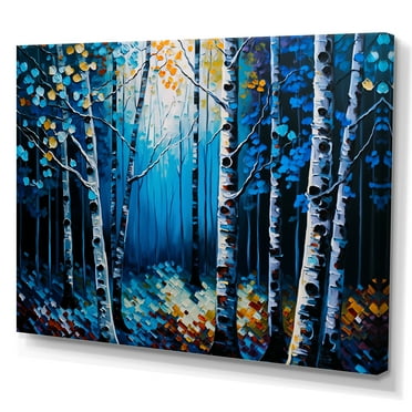 Designart Blue Birch Forest II Canvas Wall Art