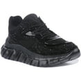 thumbnail image 1 of Guess Rhinestone Clarisse Men's Lace Up Synthetic Running Inspired Trainers In Black Size 8.5, 1 of 6